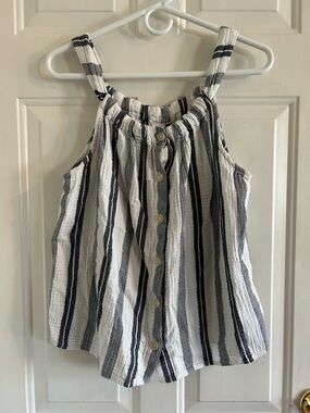GAP White and Gray Striped Lightweight Top
